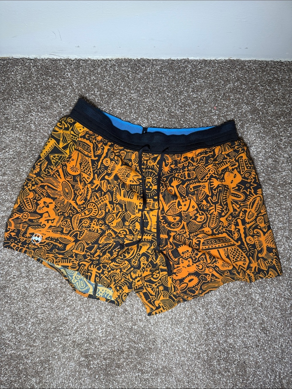 Janji Orange & Black Patterned Athletic Shorts